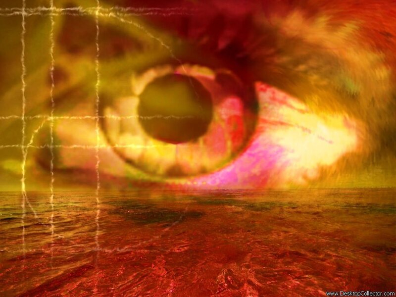 abstract eye over red landscape