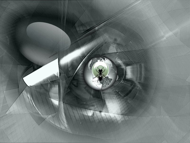 abstract eye with ant and globe