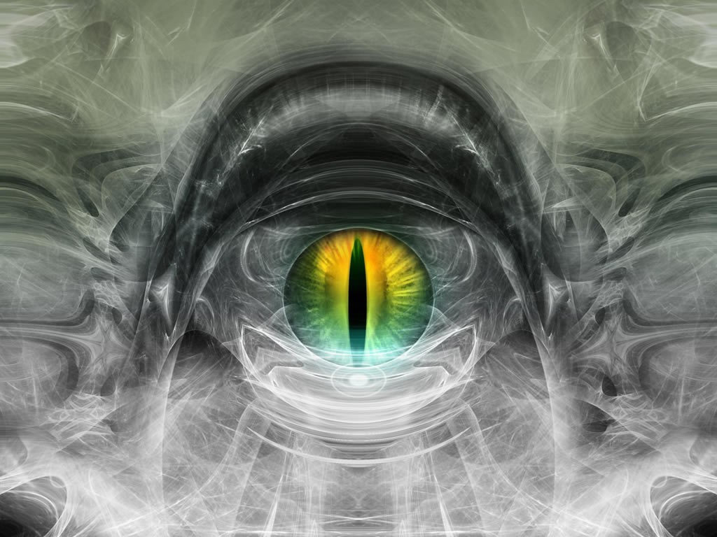 abstract eye with glowing pupil