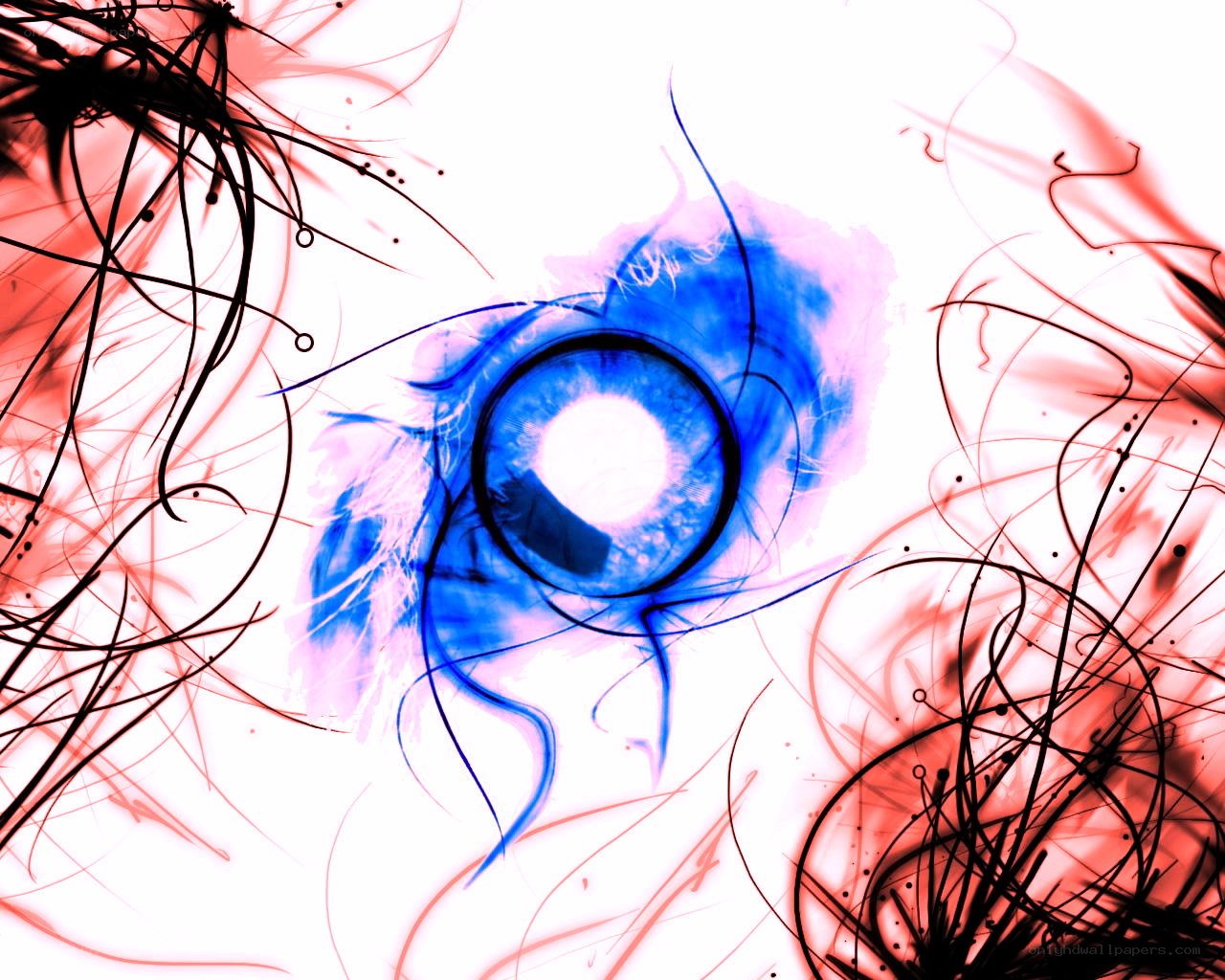 abstract eye with red and blue lines