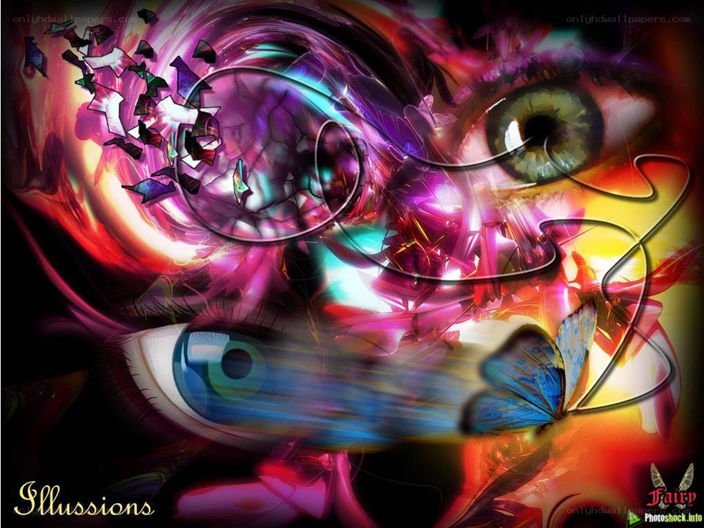 Abstract eyes and butterfly illusion