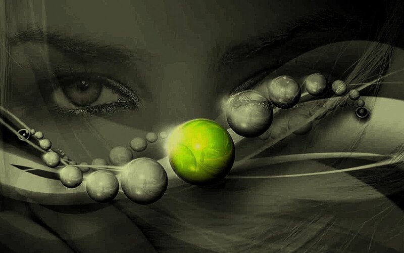 abstract eyes with glowing sphere