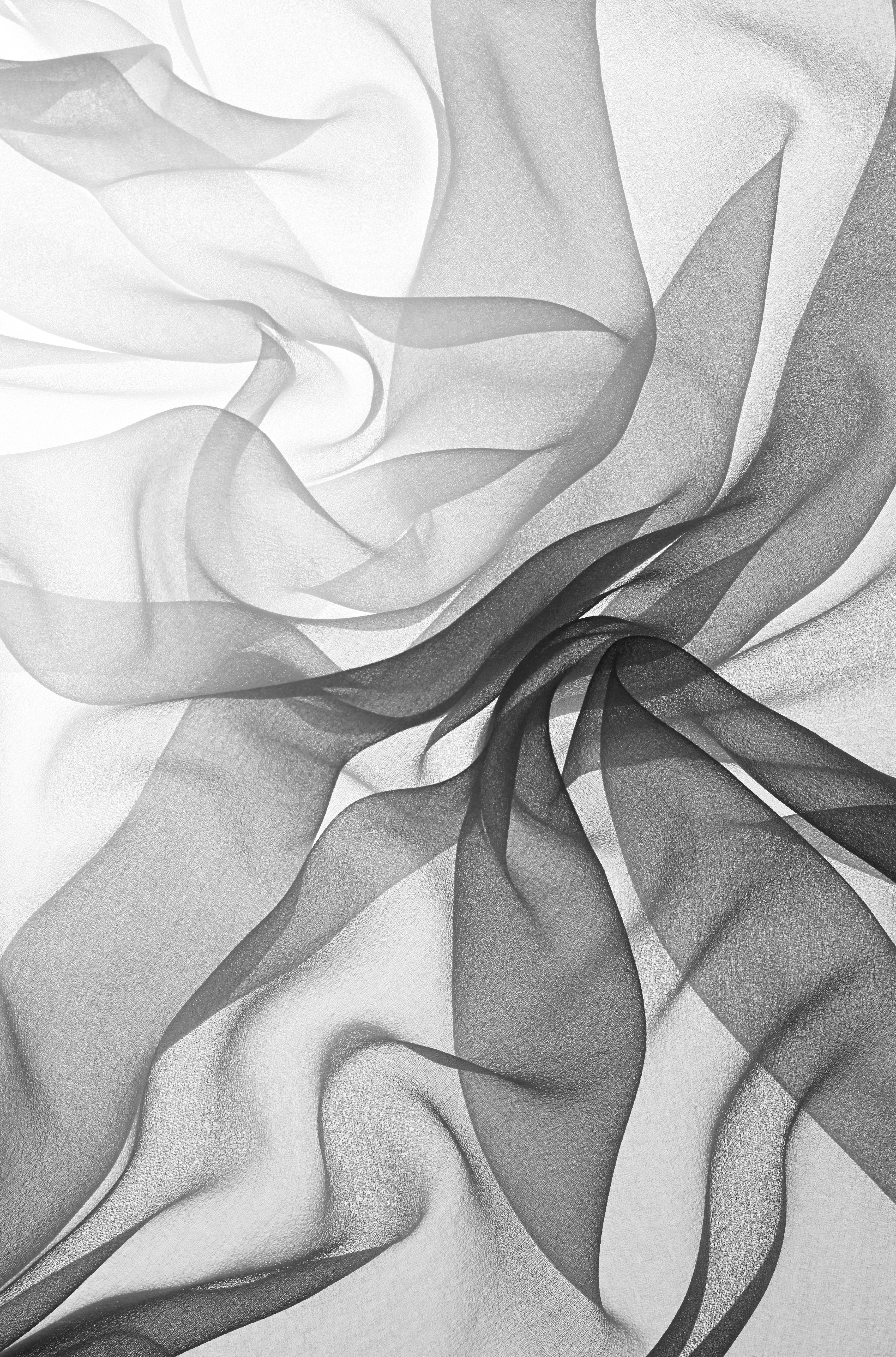 Abstract fabric folds in grayscale