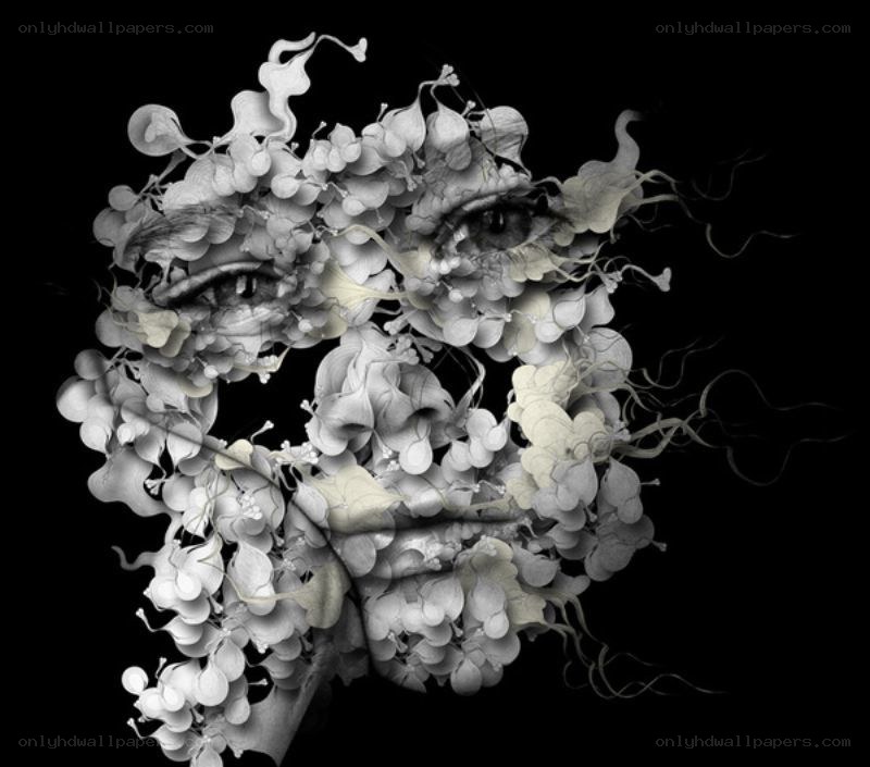 abstract face from floral elements