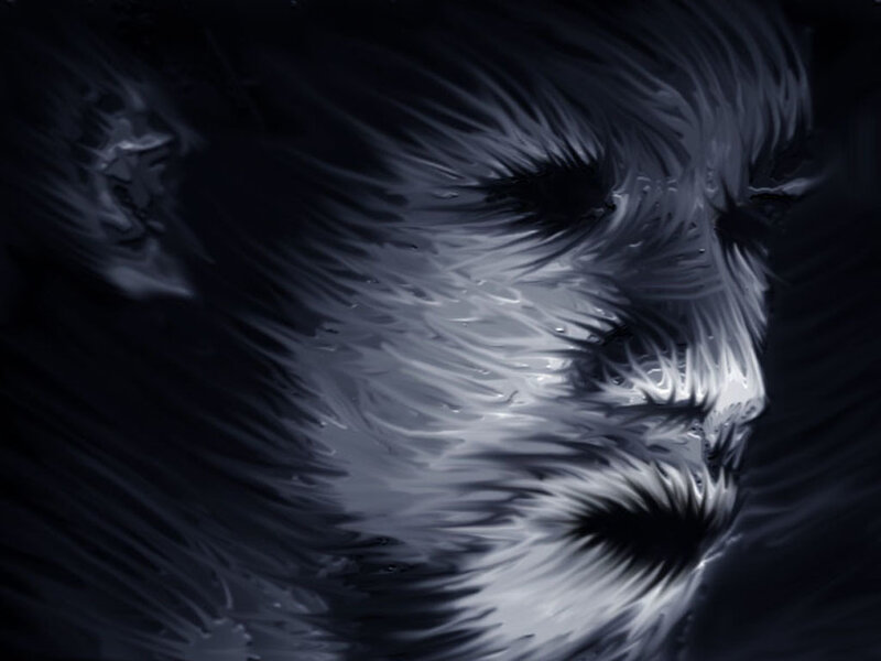 abstract face in dark art