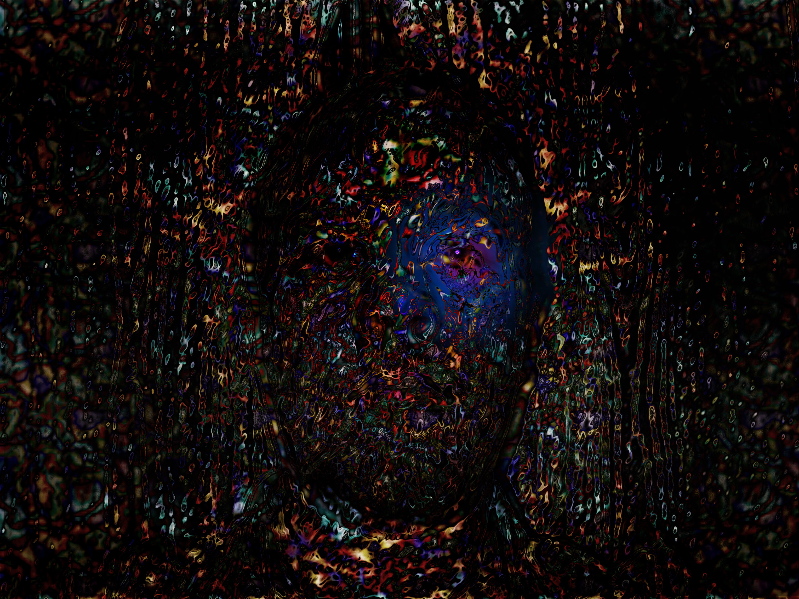 abstract face in dark colors