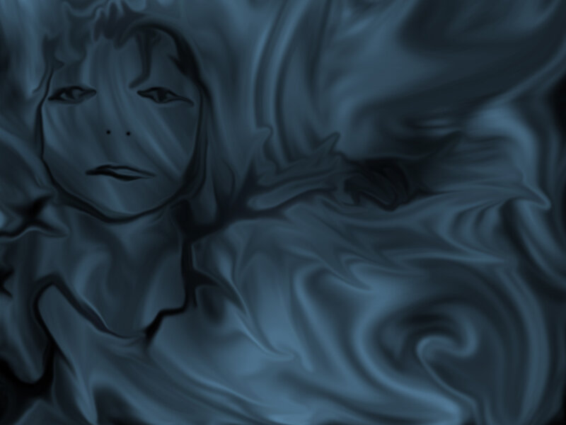 abstract face in dark fabric