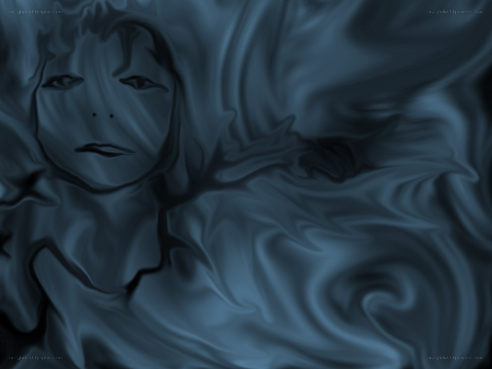 abstract face in dark fabric