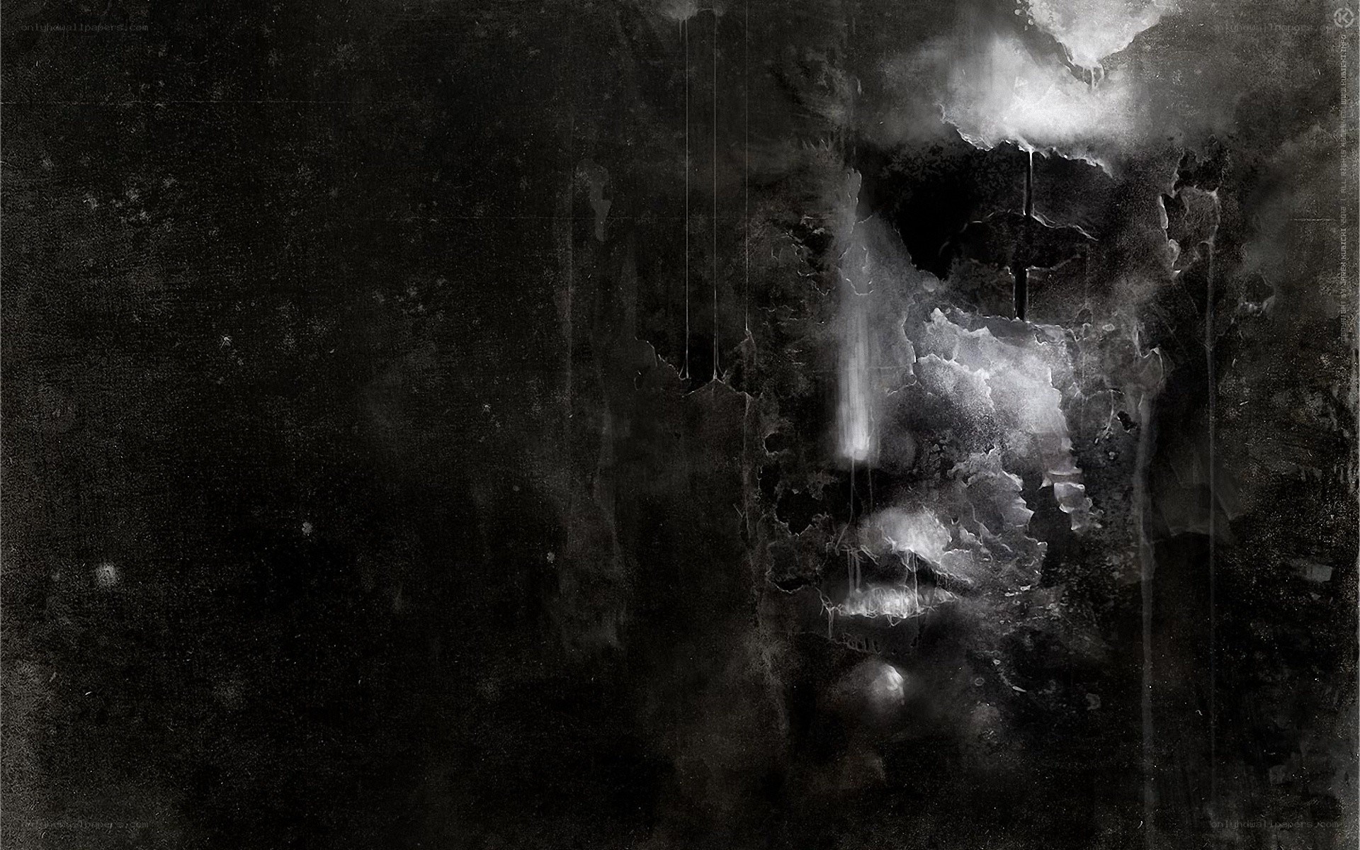 abstract face in dark textures