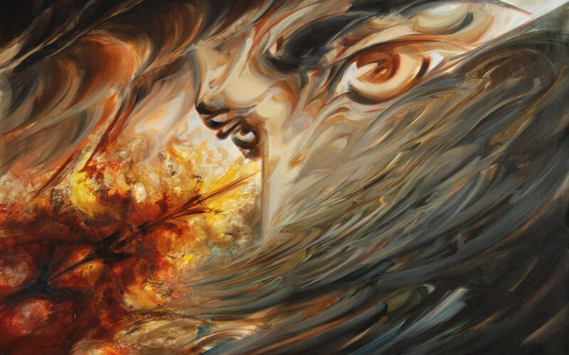 Abstract Face in Flames