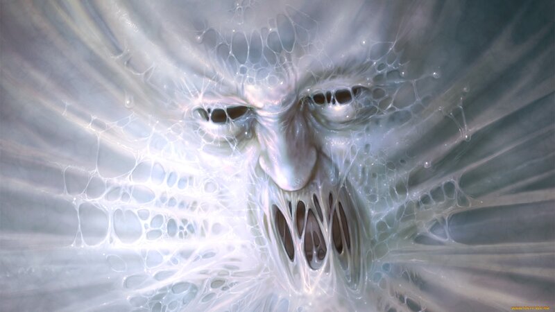 Abstract Face in White Substance