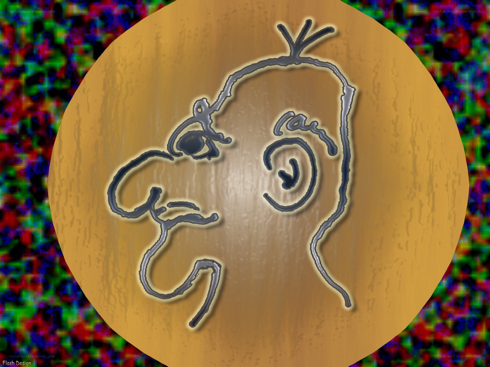 abstract face on golden circle