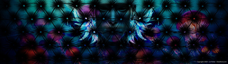 Abstract Face on Quilted Surface