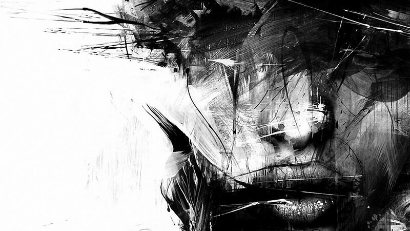 Abstract Face Portrait — Black, Dramatic