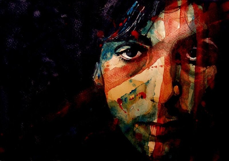 Abstract Face Portrait — Red, Dramatic, Painting, Eyes