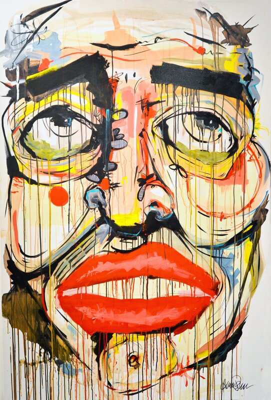 Abstract Face Portrait — Red, Dramatic