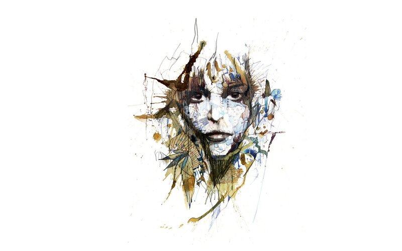 Abstract Face Portrait — White