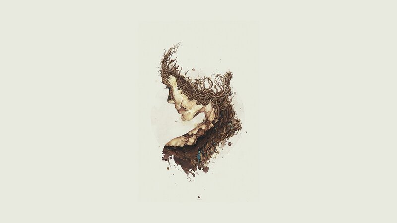 Abstract Face Sculpture — Brown