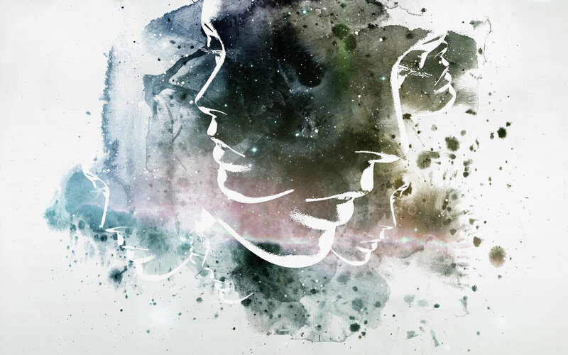 Abstract face silhouettes art