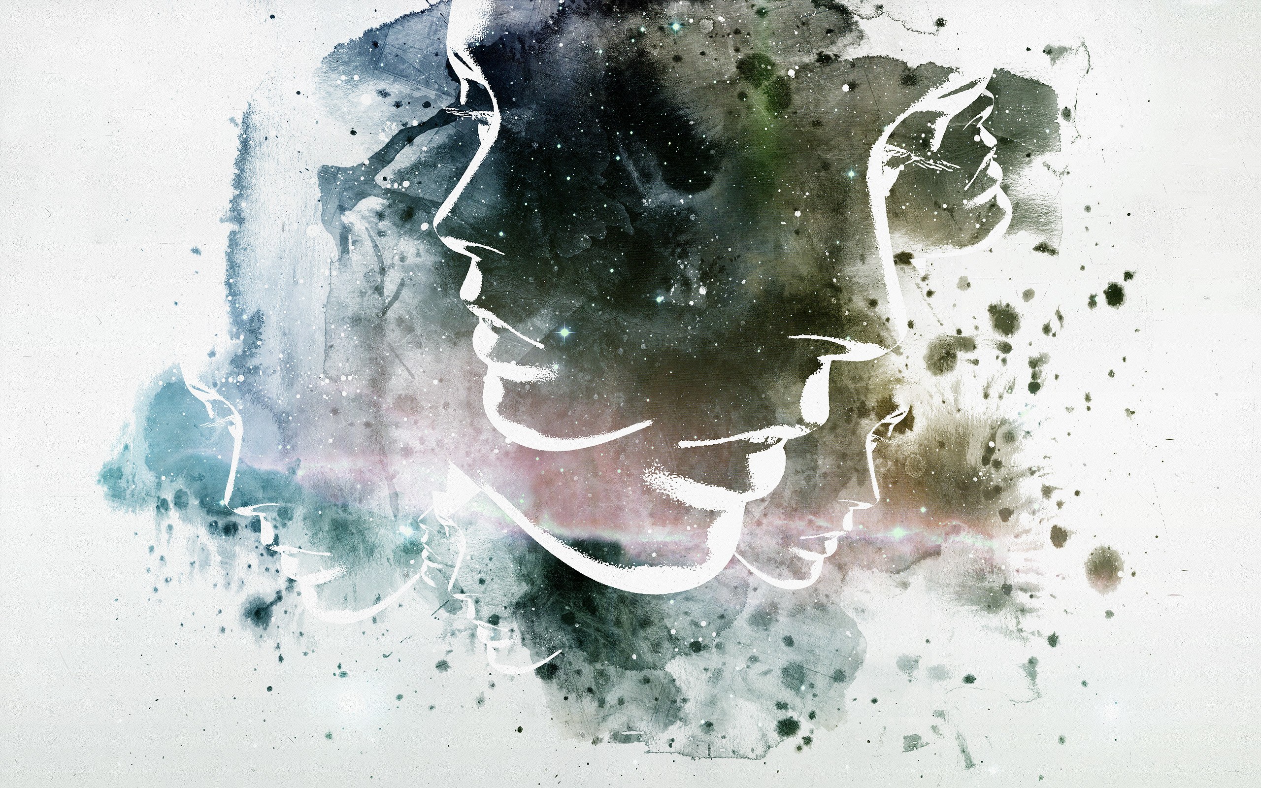 Abstract face silhouettes art