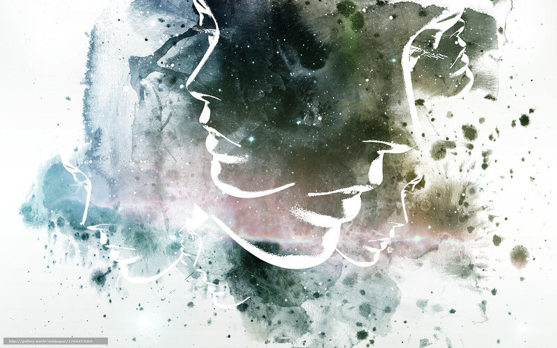 Abstract face silhouettes art