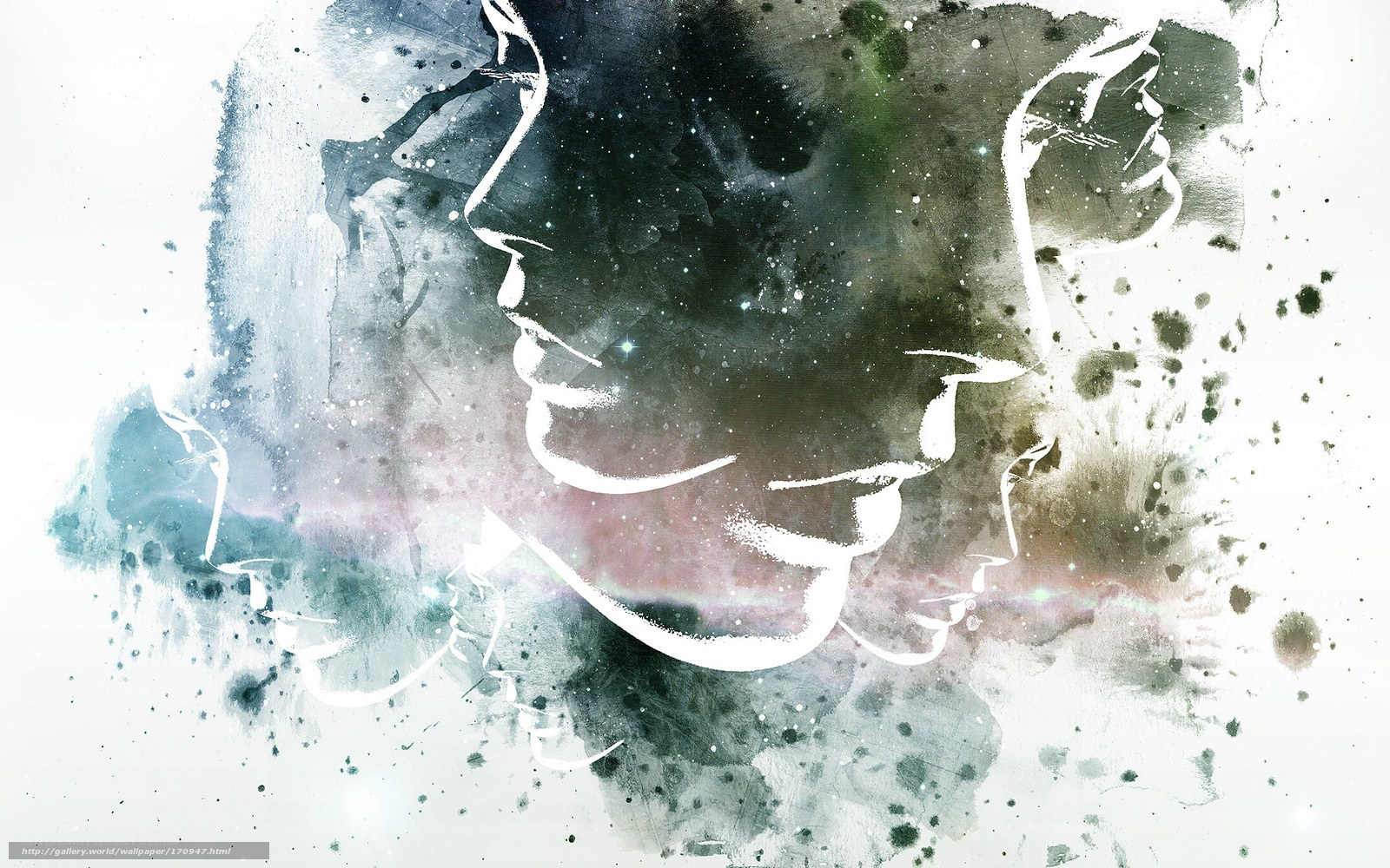 Abstract face silhouettes art