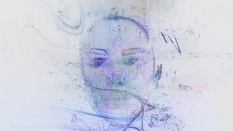 Abstract Face Sketch — White