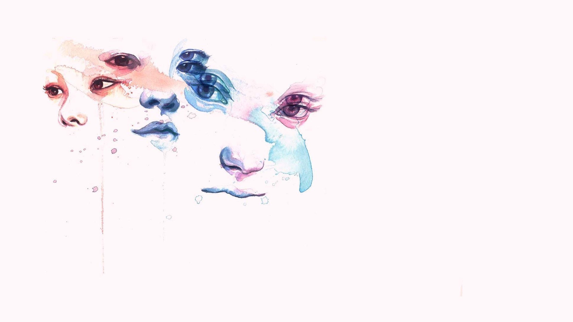 abstract face watercolor art