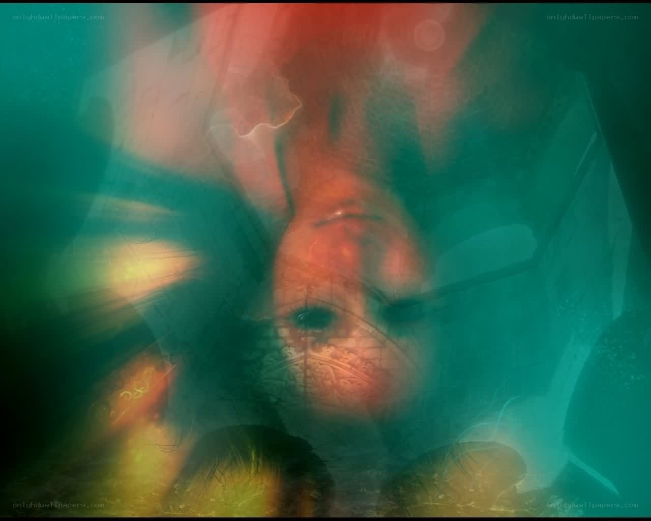abstract face with color overlay