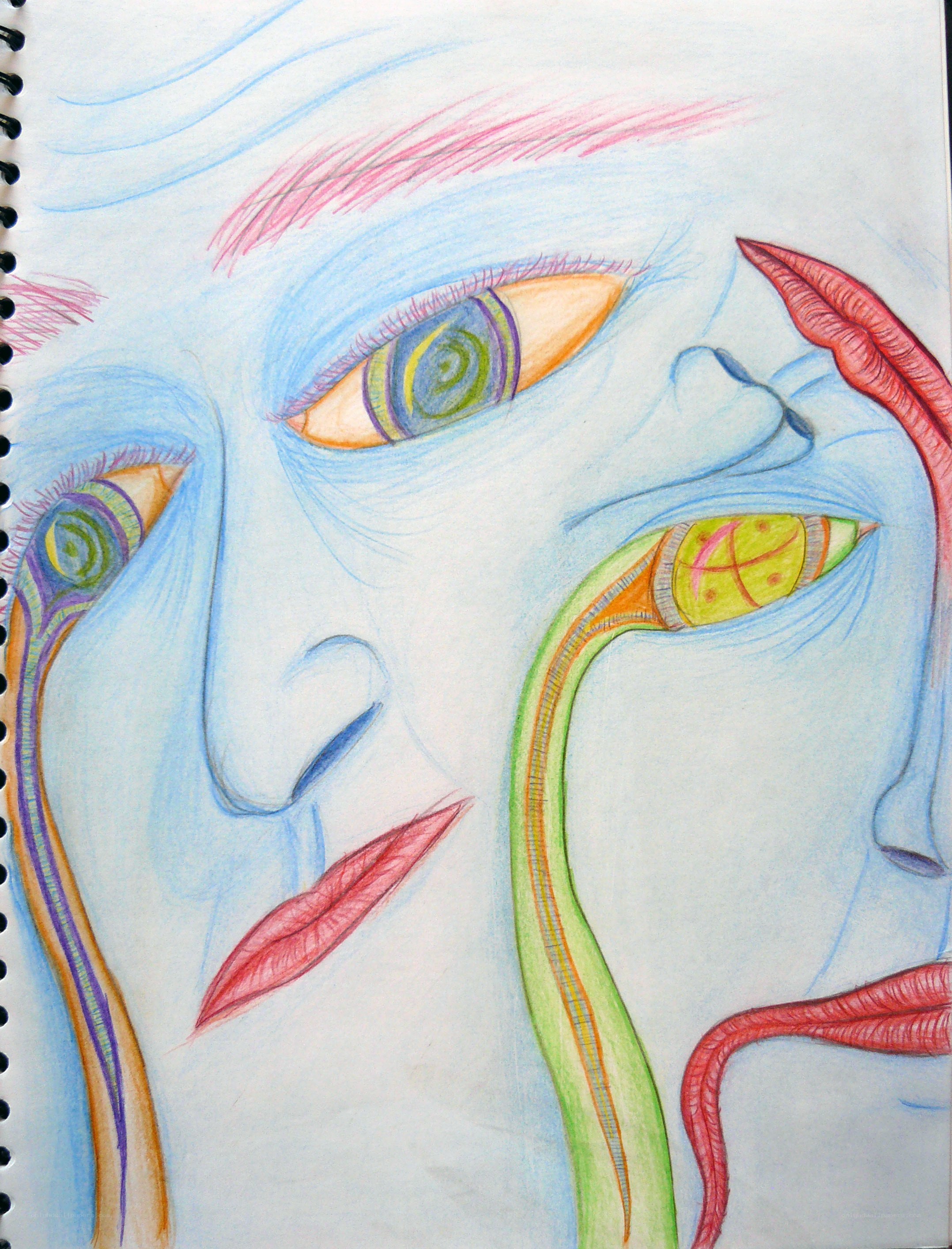 abstract face with colorful eyes