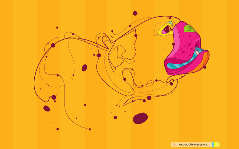abstract face with colorful mouth