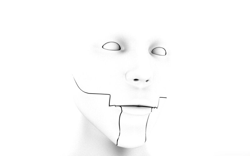 abstract face with cracks