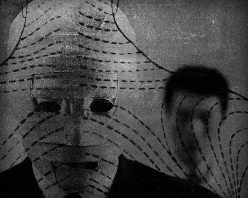 abstract face with dotted lines