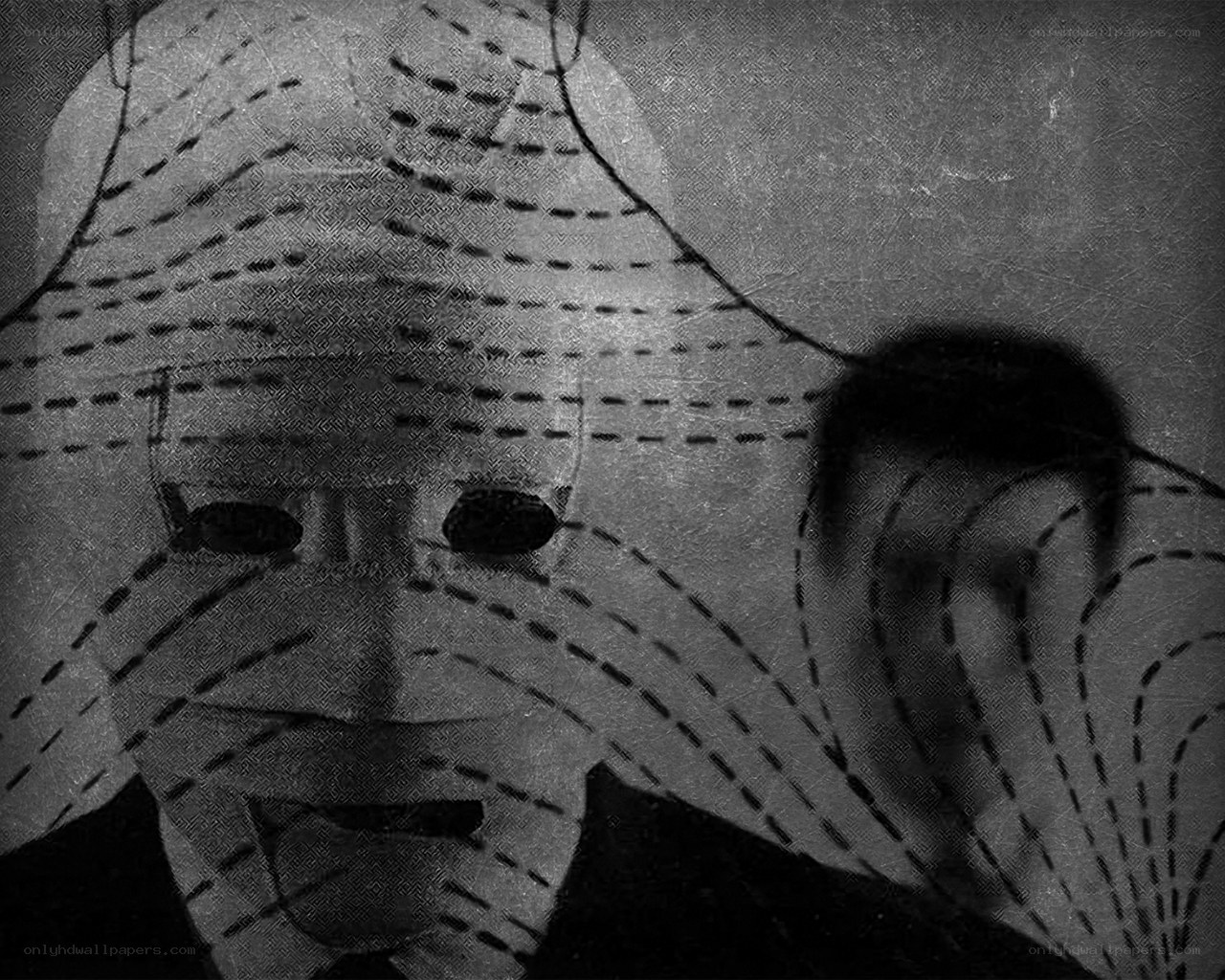 abstract face with dotted lines