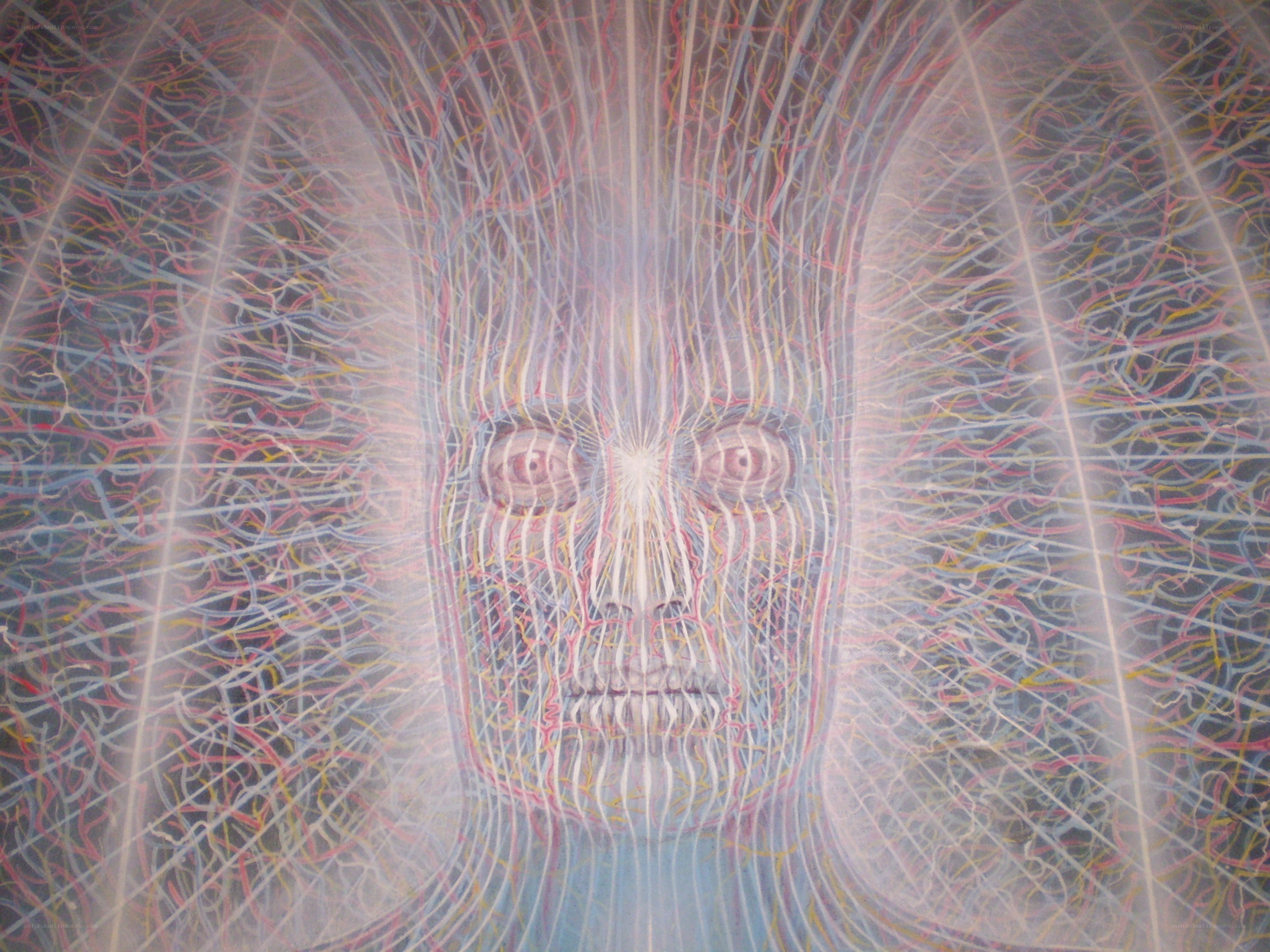 abstract face with energy lines
