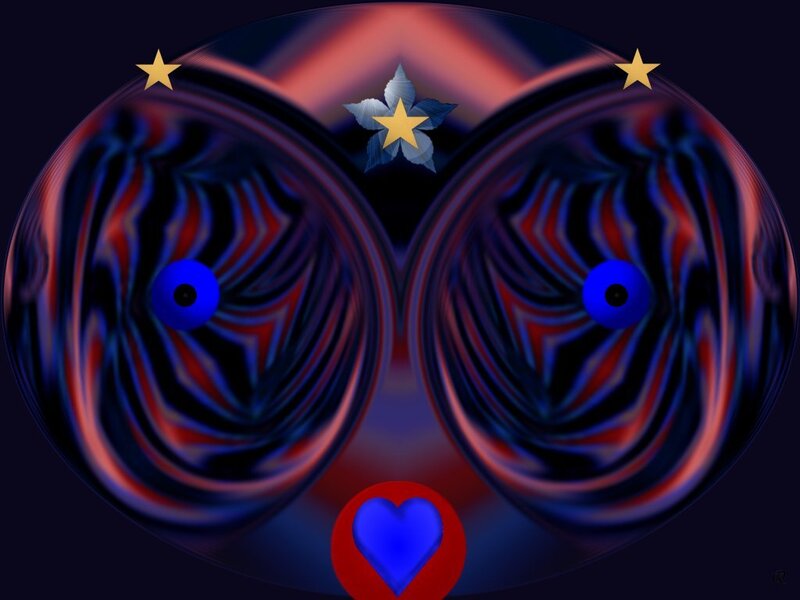 Abstract Face with Eyes — Blue, Mystical