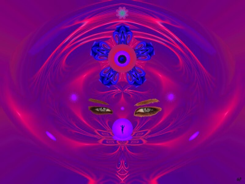 Abstract Face with Eyes — Purple