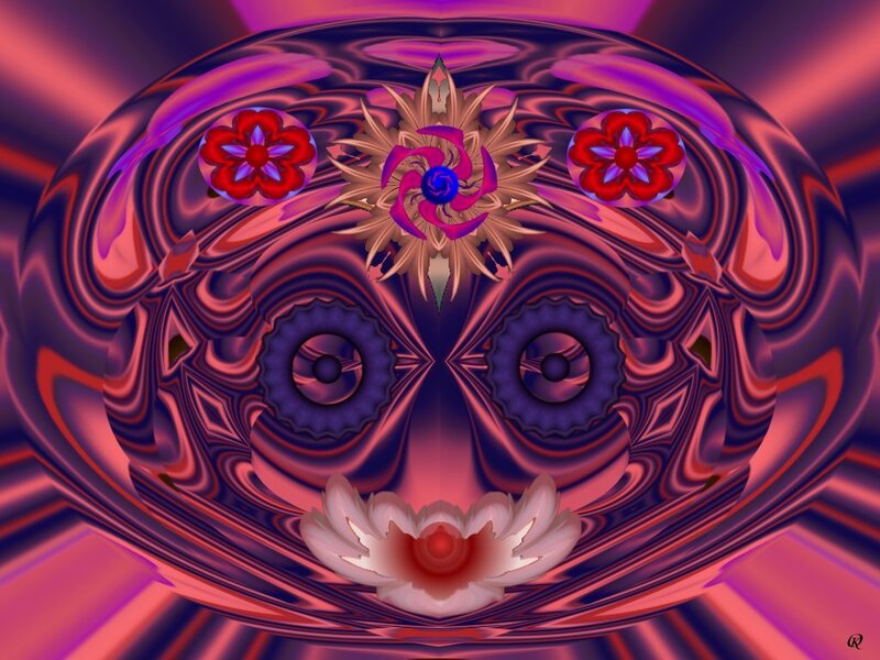 Abstract Face with Floral Patterns