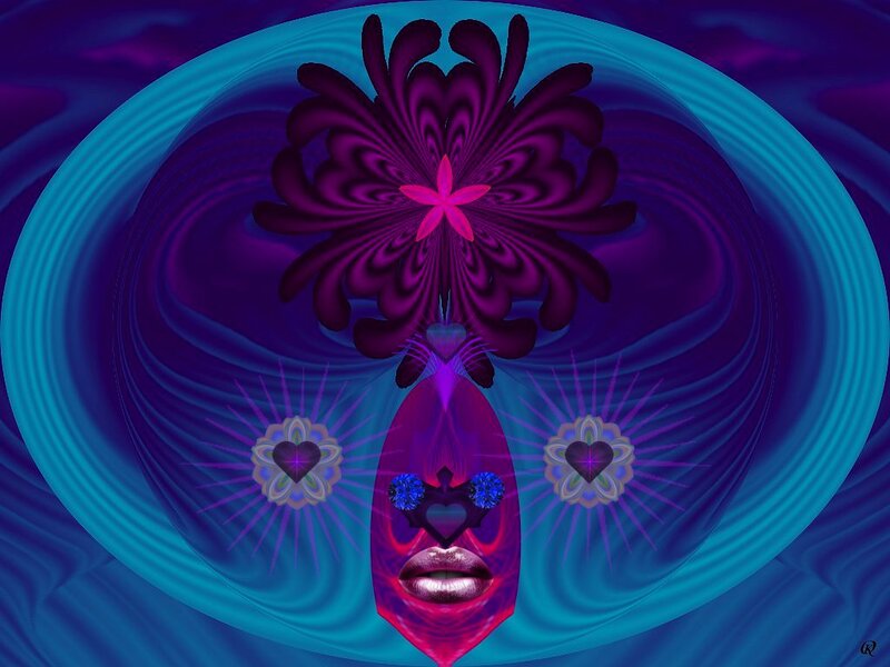 Abstract Face with Flower