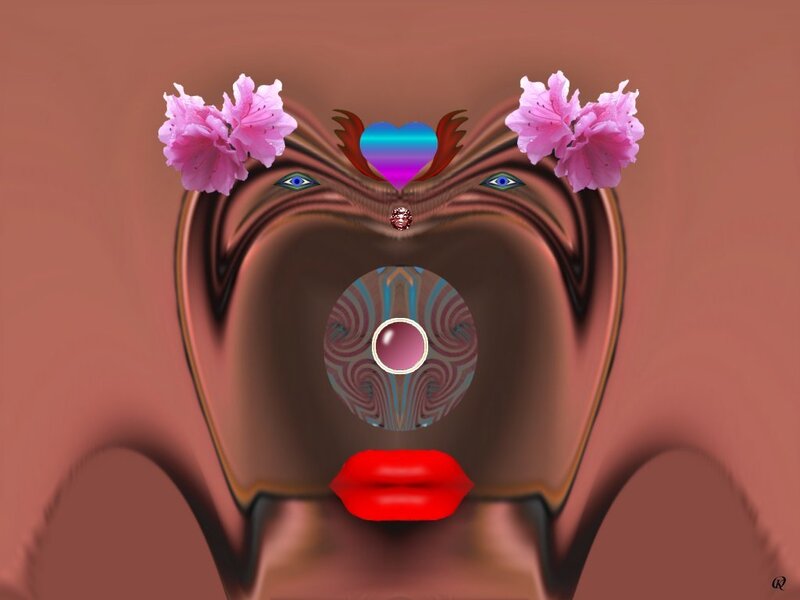 abstract face with flowers