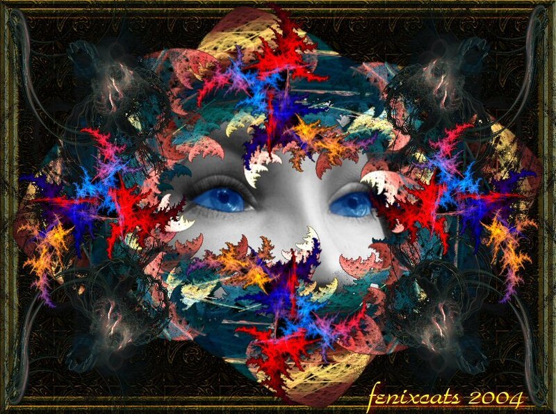 abstract face with fractal colors