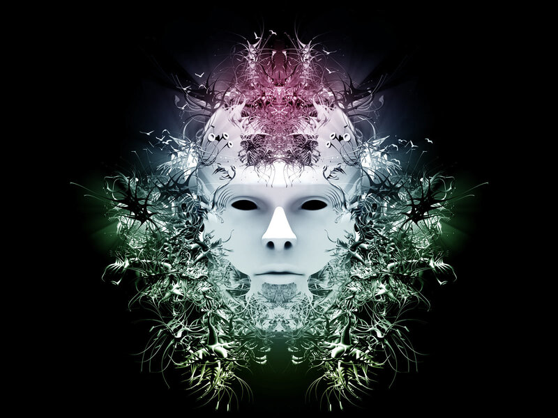 abstract face with fractal patterns