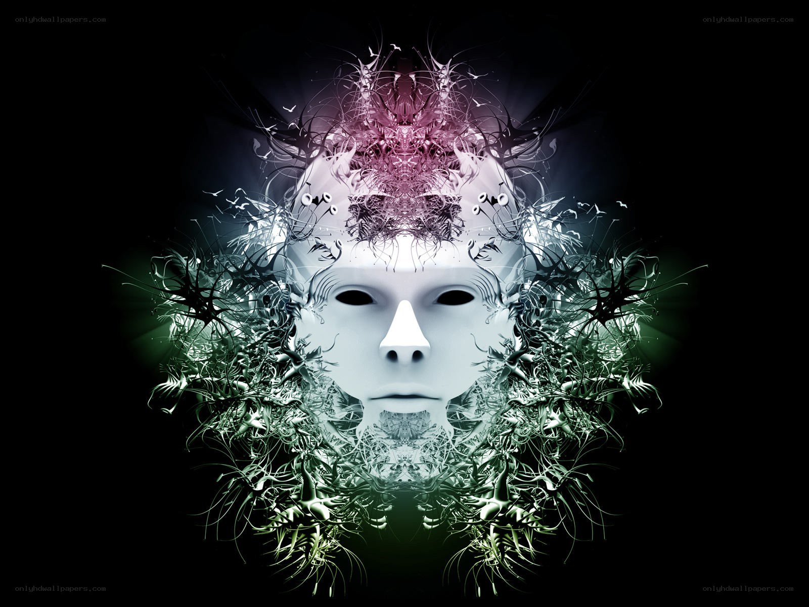 abstract face with fractal patterns