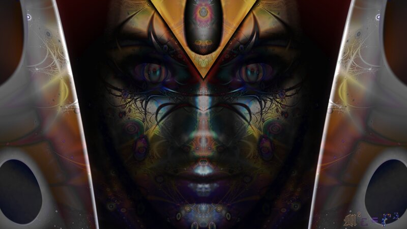 Abstract Face with Fractal Patterns — Black
