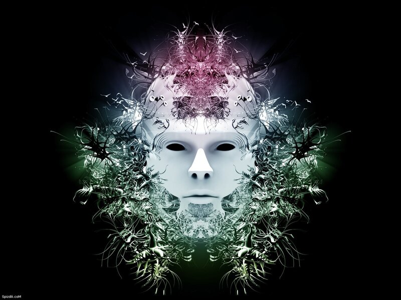 abstract face with fractal patterns