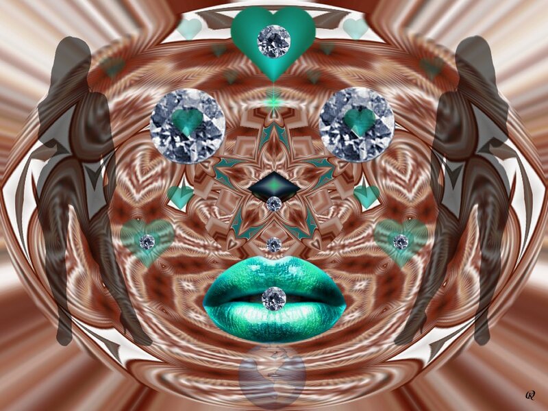 Abstract Face with Gemstones
