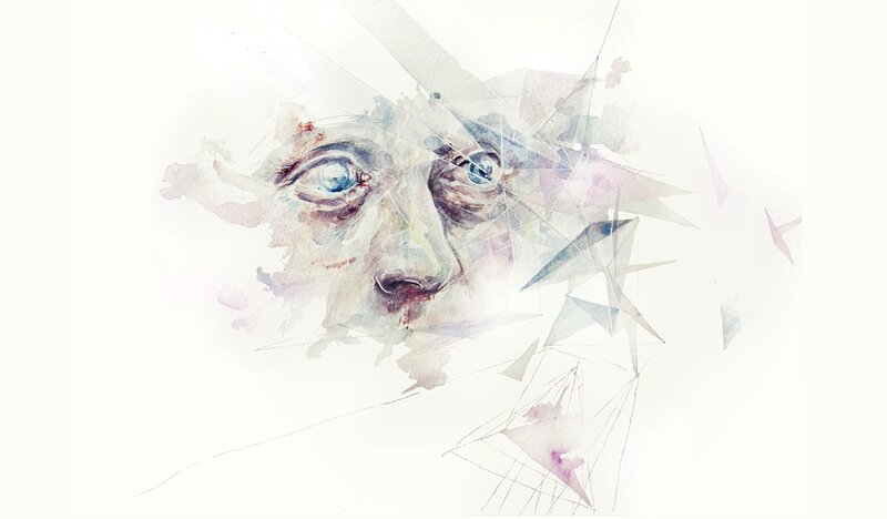 abstract face with geometric shapes