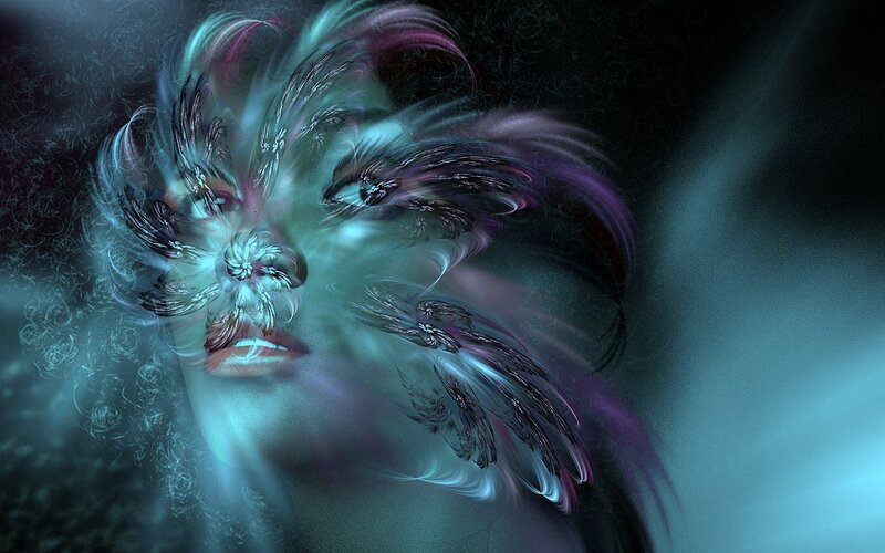 abstract face with glowing colors