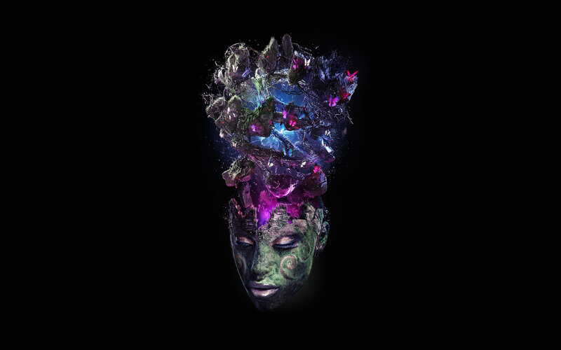 abstract face with glowing elements