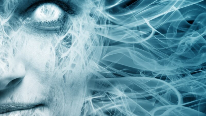 abstract face with glowing eye
